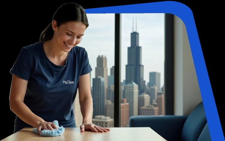 MyClean Professional house cleaner cleaning a table in Chicago